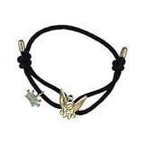 Beautiful 18kgp Kidada Disney Couture Tinkerbell Black Cord Slider Charm Bracelet ~ COMES IN...