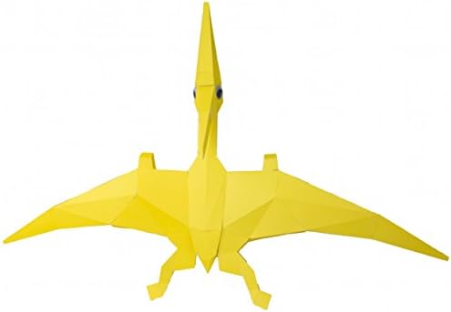 Papercraft Dinosaur Puzzle Pterodactyl in Yellow by KitRex - 3D Paperboard Craft with Mess Free Assembly and 36 Inch Wingspan