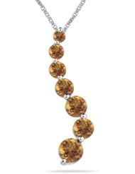 1.00 Ct AA Round Citrine Journey Pendant in 14K White Gold