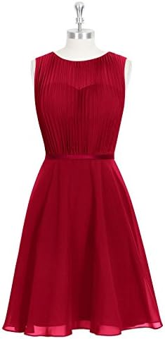 Emyrin Chiffon Neckline Cinching Charmeuse Belt Burgundy Bridesmaid Dresses