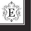 Monogram Black & White Cocktail Napkins - E Monogram Black & White Cocktail Napkins - E
