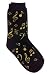 Womens 9-11Black with Metallic Gold Music Notes Cotton Lycra Novelty Socks