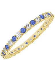 Sapphire and Diamond Eternity Bangle 14K Yellow Gold - 6.00 CT TGW