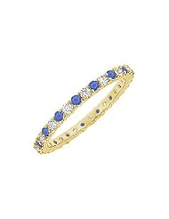 Sapphire and Diamond Eternity Bangle 14K Yellow Gold - 6.00 CT TGW