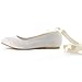 ELEGANTPARK Wedding Flats Shoes Women Wedding Shoes for Bride Flats Bridal Shoes Flats Comfortable Satin Closed Toe Ribbon Tie Ballet Flats