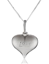 14k White Gold Heart "Love" Pendant Necklace, 18"