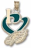 Philadelphia Eagles 3/4 I Heart Logo Enamel Pendant - Gold Plated Jewelry