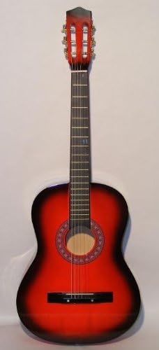 38" Inch Starter Beginners Red Acoustic Guitar & DirectlyCheap(TM) Translucent Blue Medium Guitar Pick