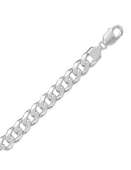 Sterling Silver 9 Inch 300 Beveled Curb Chain Bracelet (11mm)
