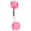 16 Gauge Pink Dice Eyebrow Ring