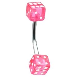 16 Gauge Pink Dice Eyebrow Ring