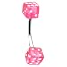 16 Gauge Pink Dice Eyebrow Ring