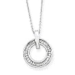 14k White Gold Link Chain with Baguette Diamond Circle Pendant Necklace- 18" (0.33ctw)