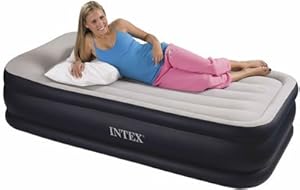 Deluxe Pillow Rest Airbed with Built-In AC Pump, Twin Blue by Intex
