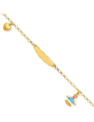14k Gold 5.5in Polished Engraveable Heart & Angel Baby/Child ID Bracelet