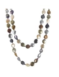 48" 14KY 12-13mm dyed multi color coin freshwater cultured pearl necklace.