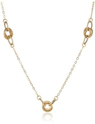 14k Italian Yellow Gold Multi-Link Stations Necklace, 17"
