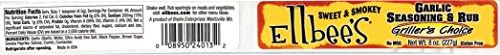Ellbee's Garlic Seasoning & Rub 8 oz. Jar - All Natural, No MSG, Gluten Free (Sweet & Smoky)