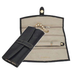 Reed and Barton Jewelry Chests BLACK CREAM JEWELRY ROLL L0807BK CHLOE JLRY ROLL-BLACK
