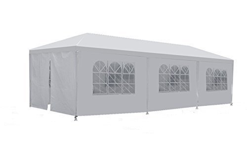 Zeny 10 X 30 Outdoor Wedding Party Tent Camping Shelter Gazebo Canopy with Sidewalls Easy Set Gazebo BBQ Pavilion Canopy Cater Events, white
