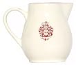 Ceramic Pottery Pitcher With Crimson Red Crest Design 6.75"D