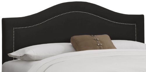 Skyline Furniture Inset Nail Button Queen Headboard in Velvet Black On Sale