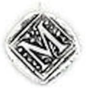 Wax Insignia Brass Silver Plated Wax Seal Charm Pendant Initial "M"