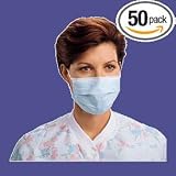 Medical Surgical Earloop Procedure Face Masks Blue with Fiberglass-Free, Box of 50