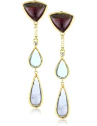 Julieli "Metaform" One Of A Kind 18k Gold Multicolor Tourmaline and Diamond Earrings