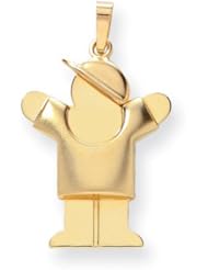 14k Yellow Gold Puffed Boy with Hat on Right Engravable Charm. Metal Wt- 2.5g