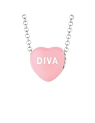 Sterling Silver 10mm Lt Pink enamel Sweethearts DIVA Heart Pendant