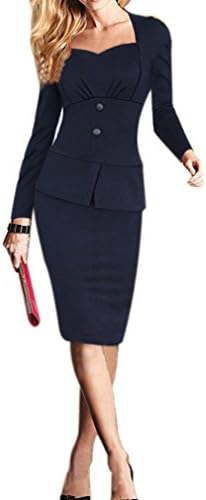 Miss Hollywood Faux 2 Pcs Half Sleeve Office Ladies Dress