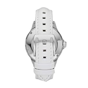 jam tangan Fossil Women's AM4336 White Leather Strap Silver Analog Dial Watch