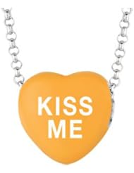 Sweethearts Enamel "Kiss Me" Heart on 16" Necklace Pendant with Gift Box