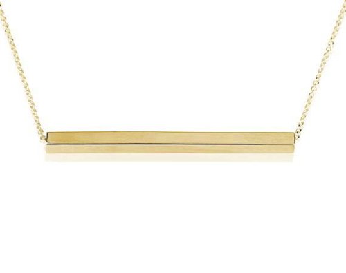 Bar Necklace Horizontal Bar Pendant - Gold Plated Name Bar Pendant