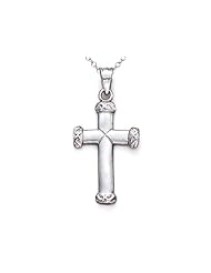 14kt White Gold Small Cross Pendant - Chain Included