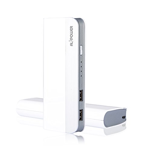 High Capacity [ 10400mAh/5V ] Dual USB Portable Charger External Battery Power Bank For iPhone 6S Plus 5S iPad Mini Samsung Galaxy S6 edge S5 S4 S3 Note5 HTC M9 Sony Most Smart phones Tablet - White