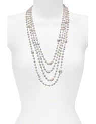 HinsonGayle "Destiny" Handcrafted 4-Strand Ultra-Iridescent White Cultured Pearl Necklace (Artisan Collection)