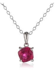 Sterling Silver 6mm Cushion Gemstone Solitaire Pendant