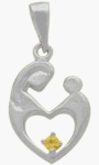 Sterling Silver Genuine Citrine Mother & Child Pendant with chain