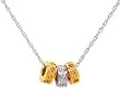 14k White & Yellow Gold 3 Mini Diamond & Yellow Sapphire Wheels Necklace Pendant Ct.tw 0.40