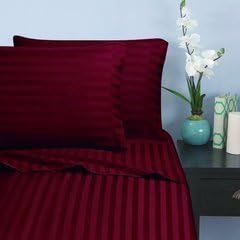 Classic Hotel Quality 3PC Duvet Set 2000 Thread Count Full 100% Egyptian Quality Burgundy Stripe by Anky Bedding