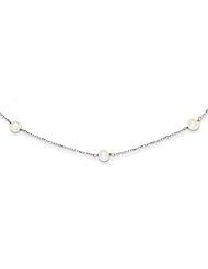 14K White Gold 16in White Cultured Pearl Necklace. Metal Wt- 1.12g