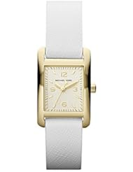 Michael Kors MK2268 Womens White Saffiano Leather Band Gold Tone Stainless Steel Case White Dial Watch