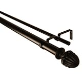 IMAGE OF Acorn Double Curtain Rod in Black Size: 28