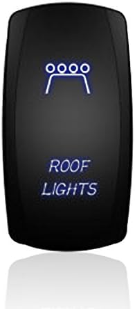 SinoAuto Upgrade Laser Backlit Rocker switch kit for Vehicle Boat - 5Pin On/Off ROOF LIGHTS 20A 12V Blue LED Light
