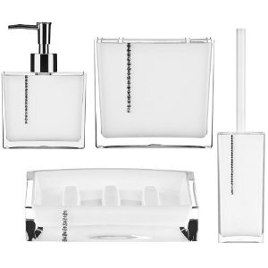 White Bathroom Accessories on White Acrylic Bathroom Accessories Set With Crystals Soap Dish Lotion