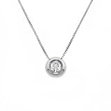 Karat Platinum Bezel-Set Diamond Solitaire Pendant (.15 ct, H-I Color, I1 Clarity), 18"