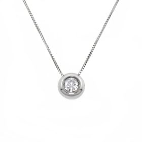 Karat Platinum Bezel-Set Diamond Solitaire Pendant (.15 ct, H-I Color, I1... by 585 Karat Platinum