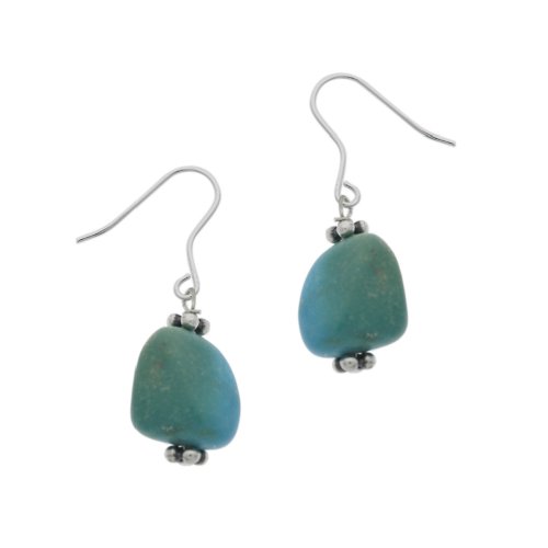 Genuine Turquoise Nugget Drop on French Wire Earrings